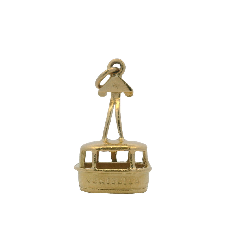 Dije colgante de oro amarillo macizo de 18 kt con forma de tranvía venezolano de gran tamaño