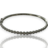 Shy Creation 14kt White Gold and Diamond Hinged Bangle with Mini Halos and Double Safety Clasp