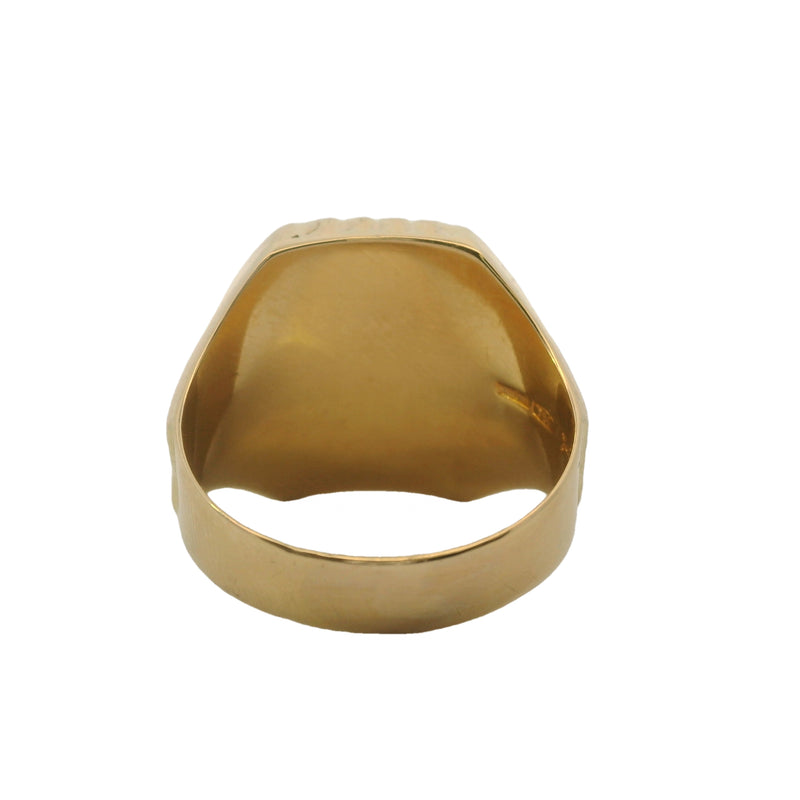 Gobbato Jewelry Solid 18kt Yellow Gold Replica of 1930s Deco Onyx Flat-Top Signet Ring Size 9.5 Made in Italy
