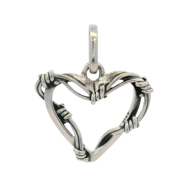 Pandora Solid 925 Sterling Silver Barbed Wire Heart Medallion Pendant Charm
