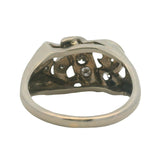 Vintage 1930-40s 14k White Gold and Diamond Swirl Milgrain Accent Ring Size 5