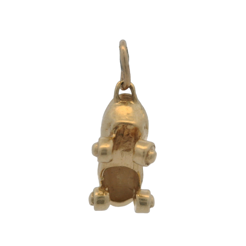 Charm colgante de afición con forma de patín de oro amarillo macizo de 14 kt