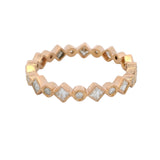 Solid 18kt Rose Gold Round and Princess Cut Alternating Diamond Band