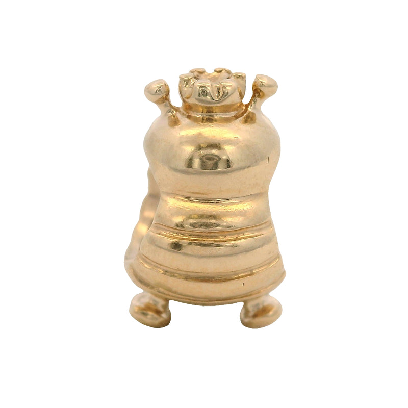 Pandora Retired Solid 14kt Yellow Gold Queen Bee Slider Bead Charm