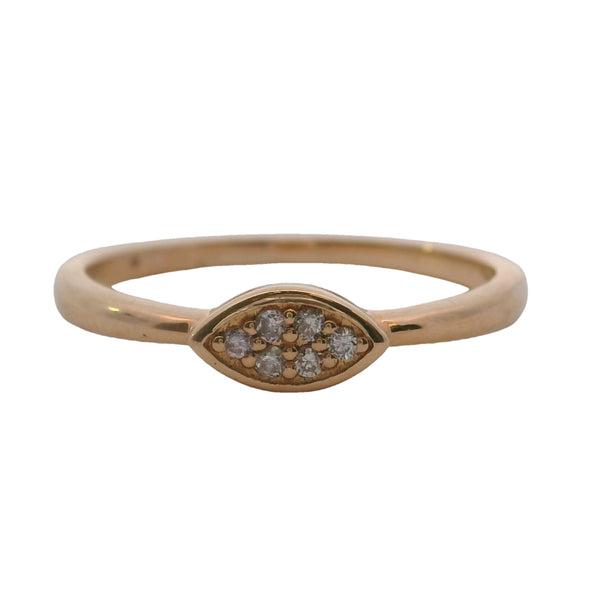 Anillo SNJ de oro rosa 585 de 14 k con diamantes marquesa apilables geométricos, talla 7