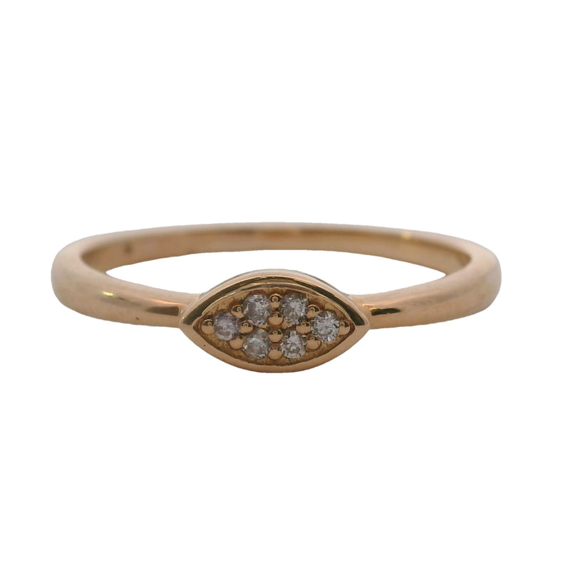 SNJ Geometric Stackable Marquise Diamond 14k 585 Rose Gold Band Ring Size 7