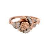 Enchanted Disney Solid 10k Rose Gold Belle Diamond Rose Ring Size 7.5