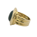 Vintage Solid 18kt Yellow Gold and Cabochon Blue Topaz Cocktail Ring Size 5.5