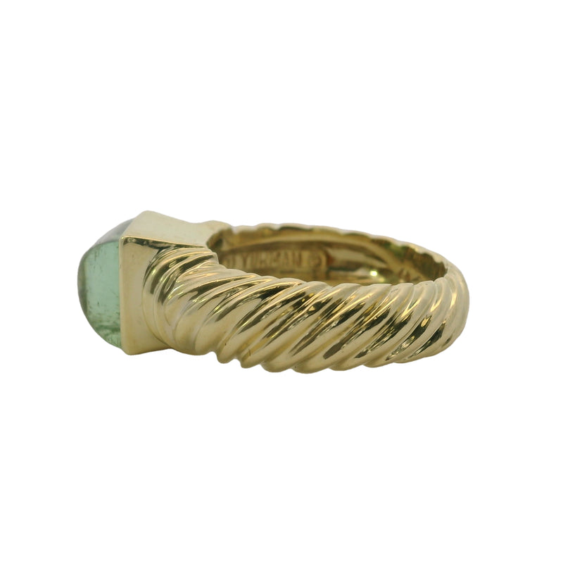 Rare Vintage David Yurman 14kt Yellow Gold and Sugarloaf Peridot Thick Cable Solitaire Ring Size 6.5