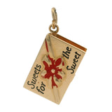 Vintage Mid-Century 14kt Yellow Gold Enamel Openable Box Chocolates Sweets Charm