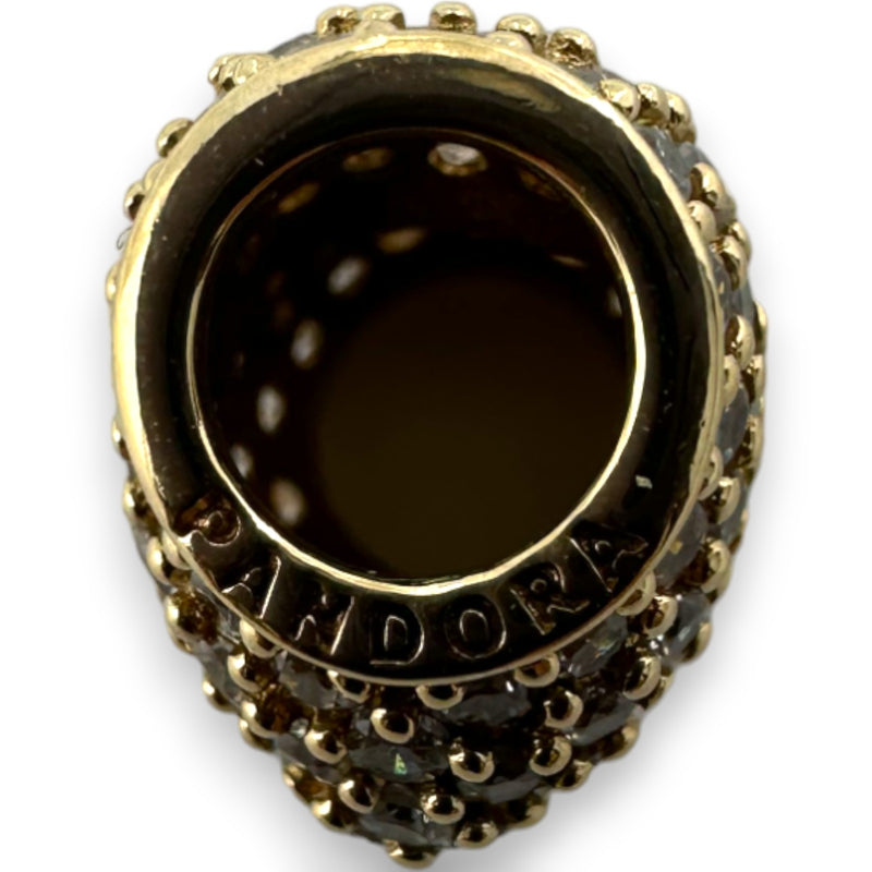 Charm Pandora de oro amarillo macizo de 14 kt con corazón pavé y circonitas cúbicas (ALE 585)