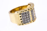 Diamond Pave Cluster Studded Band 14K 585 Yellow & White Gold Ring Size 6 3/4