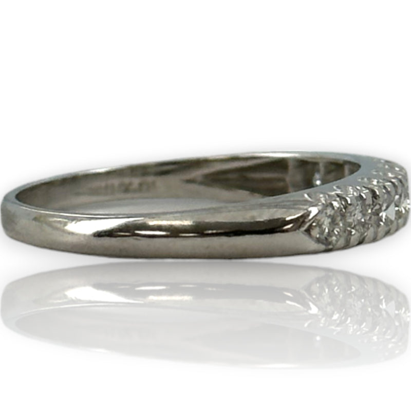 Art Deco 900 Platinum Half-Eternity Old European and Transitional Cut Diamond Ring Wedding Stacking Band