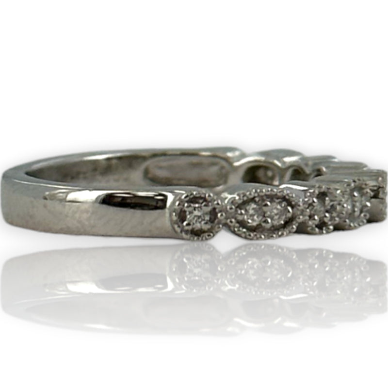Zoara Platinum and Diamond Milgrain Round and Marquise Shapes Wedding Band