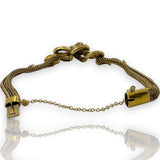 Antique Late Victorian Handmade 14kt Yellow Gold Love Knot/ Snake Bracelet with Center Modern Diamond and Accent Sapphires