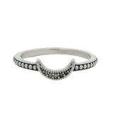 Pandora Solid 925 Sterling Silver and CZ Crescent Moon Beaded Ring Size 6