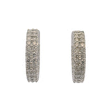 Solid 14kt White Gold And 2ctw Diamonds IGI Certified Inside Out 20mm Hoop Earrings
