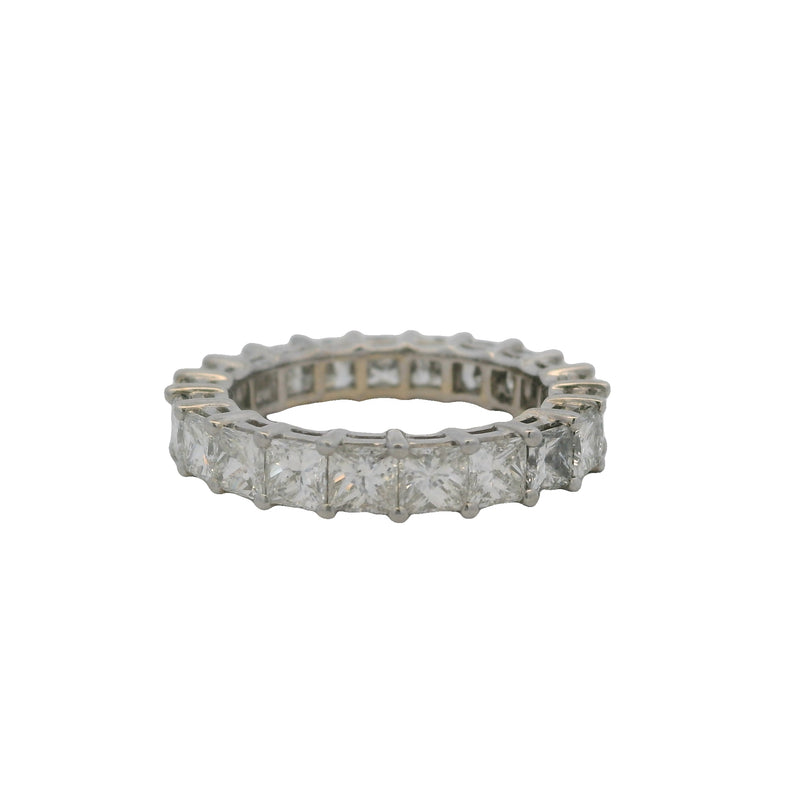 Rayalty Jewelry Solid 18kt White Gold and 3.99ctw Princess Cut Diamond 4.11mm Eternity Band Ring Size 6.75