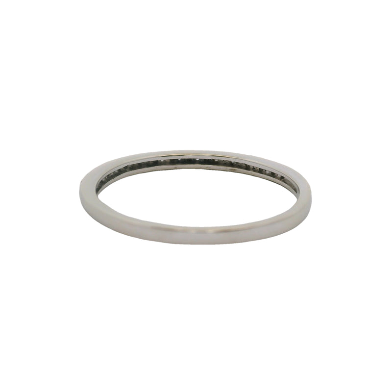 Solid 10kt White Gold and Small Diamonds Stackable Wedding Band Ring Size 9