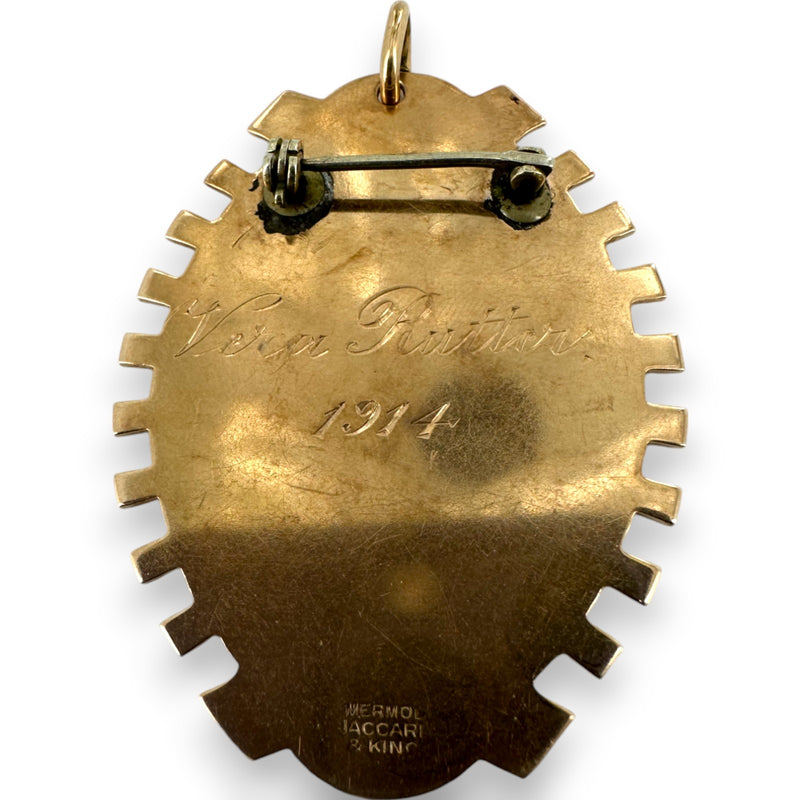 Edwardian Era 1914 Solid 14kt Rose Gold HOPE Medal Pendant/Brooch To Vera Rutter From Centralia High School