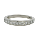 Solid Platinum and Princess Cut Diamond Channel Set Half-Eternity Wedding Band Ring Size 6.25