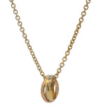 Vintage Cartier Solid 18kt Tri-Tone Gold Small Model Trinity 3 Ring Necklace 16.75"