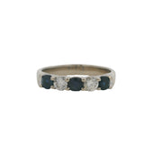 Kuber Solid 14kt White Gold Alternating 0.40ctw Diamond and Sapphire Wedding Band Ring Size 9.5