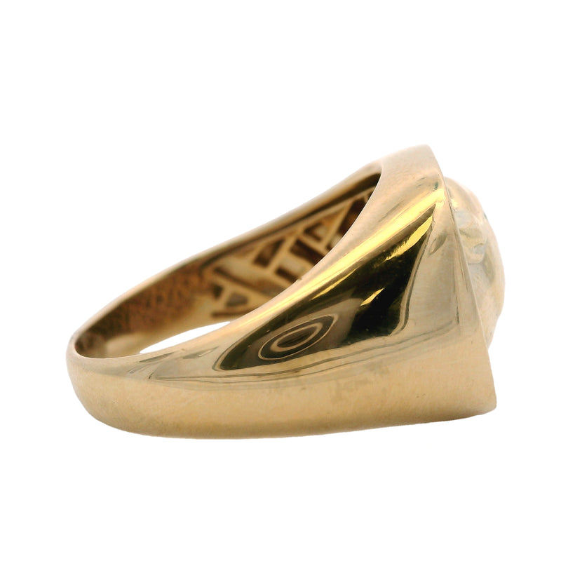 Retired EFFY 14kt Yellow Gold Panther Signet Ring with Emerald and Ruby Size 10