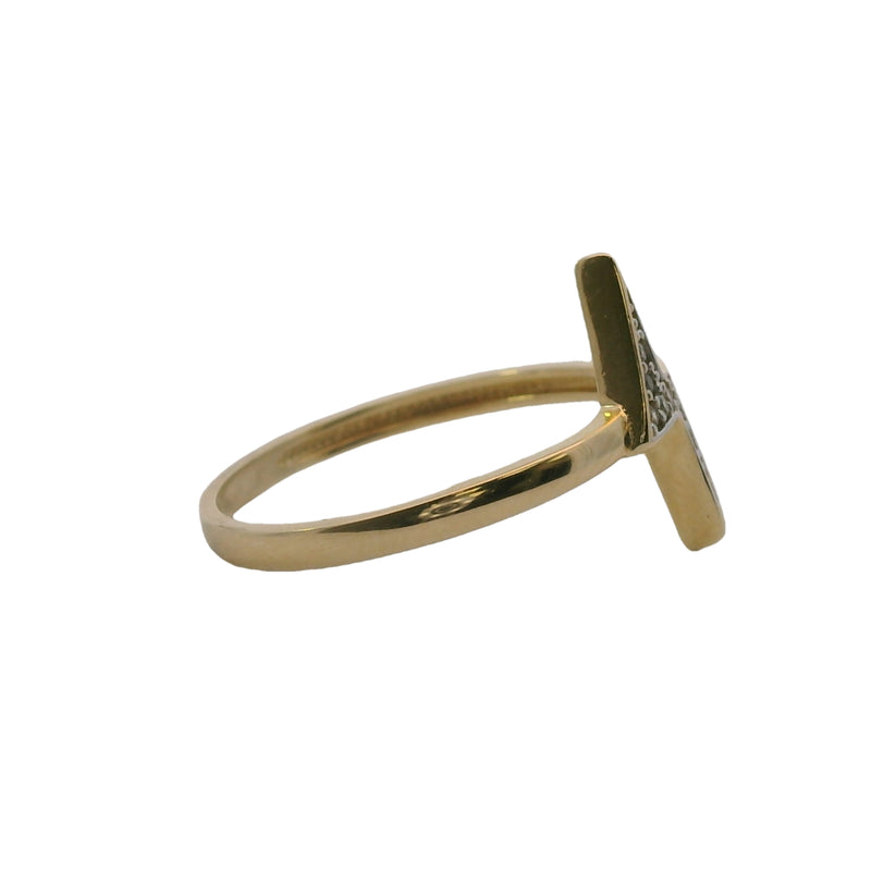 E&Co Solid 14kt Yellow Gold and CZ Lightning Bolt Ring Size 6.5