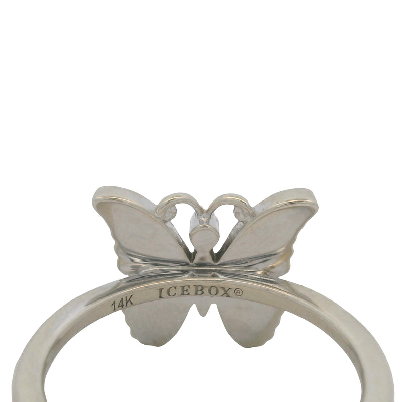 Icebox Solid 14kt White Gold and 0.40ctw Diamond Butterfly Ring Size 7