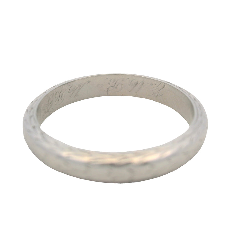 Antique c1927 Solid Platinum Wheat Pattern Wedding Band Stackable Ring Size 4.25