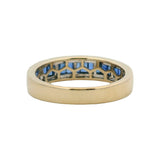 Solid 18kt White Gold Diamond and Baguette Cut Sapphire Stackable Band Ring Size 6.75