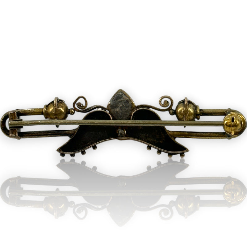 Antique Late Victorian Handmade 14kt Yellow Gold Brooch with Cannetille and Scrollwork