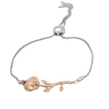 Enchanted Disney Belle 925 Sterling Silver 10k Rose Gold and Diamond Bolo Adjustable Bracelet