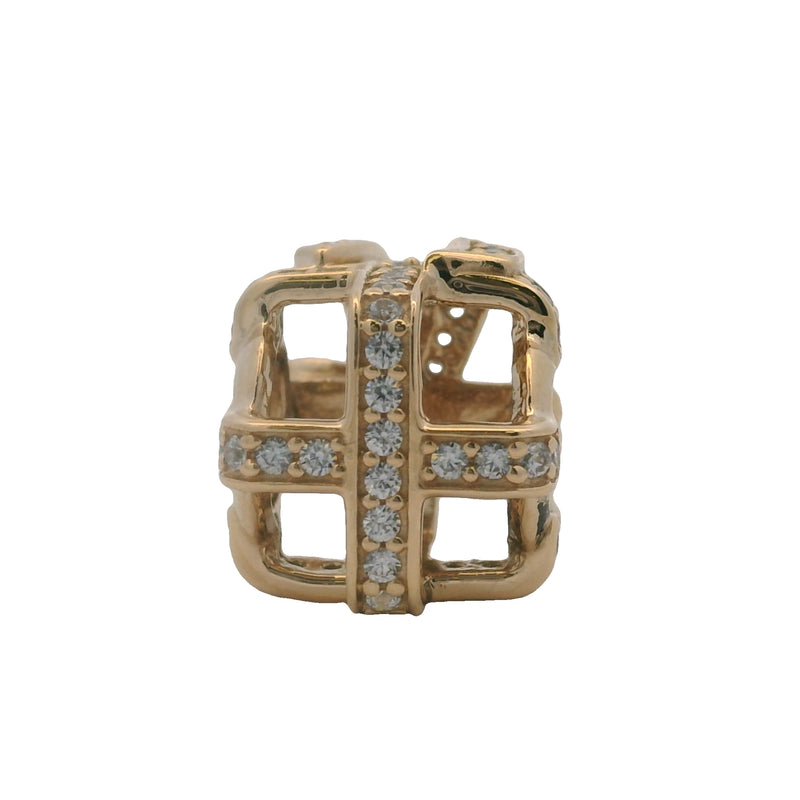 Charm deslizante espaciador "All Wrapped Up" de Pandora en oro amarillo sólido de 14 kt y circonitas cúbicas