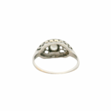 Vintage 1930-40s Solid 14kt White Gold Engagement Fashion Ring With Old European and Single Cut Diamonds Size 4.75