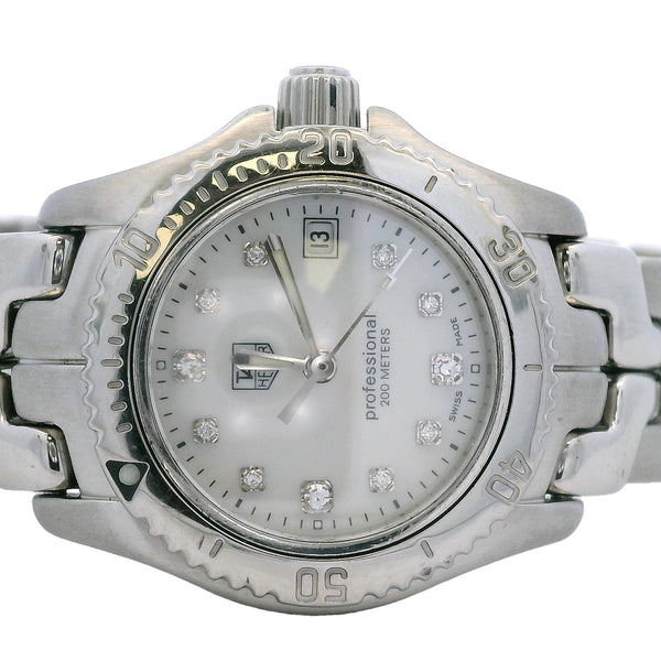 Tag Heuer Professional WT141H 26mm Diamond Stainless Steel Pearl Dial Watch