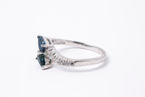Sapphire & Diamond Crossover Band 14K 585 White Gold Ring Size 6 1/2