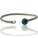 David Yurman DY 925 Sterling Silver Chatelaine® Bracelet with Turquoise Size L 7"