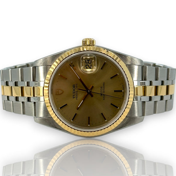 Tudor Prince Oysterdate 74033 1997 Two Tone 34mm Inscribed Watch