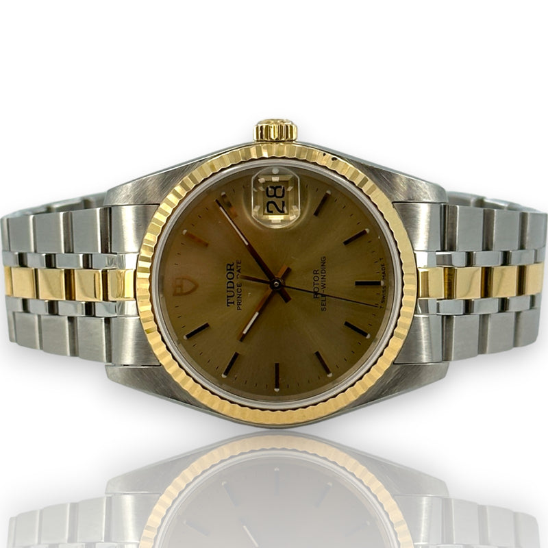Tudor Prince Oysterdate 74033 1997 Two Tone 34mm Inscribed Watch
