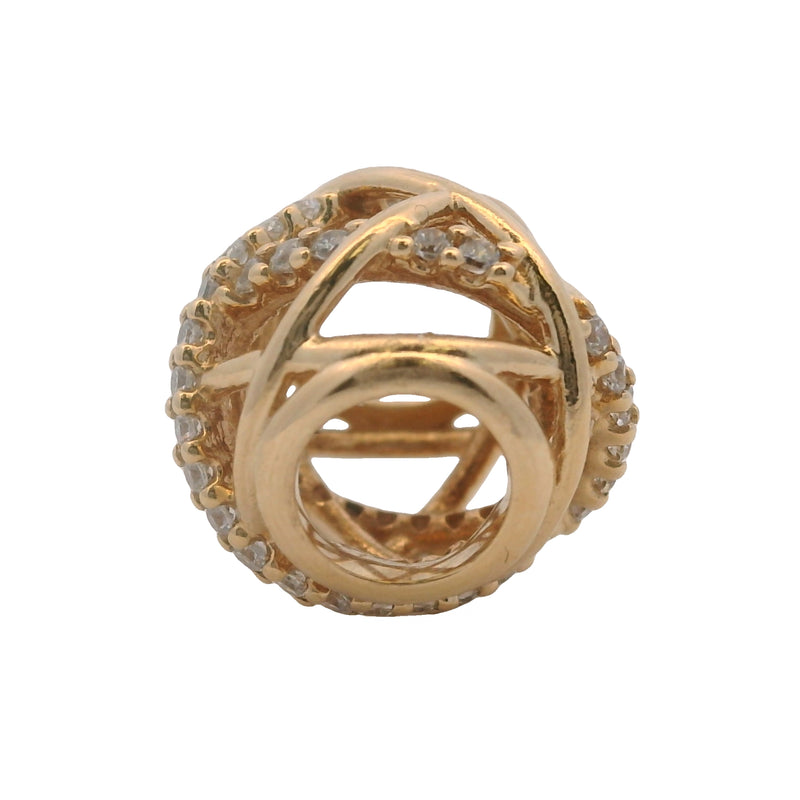 Charm deslizante de cuentas caladas con forma de galaxia de Pandora en oro amarillo macizo de 14 kt y circonitas cúbicas