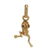 Vintage Solid 14kt Yellow Gold Leaping Frog With Ruby Eyes Dangle Charm