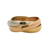 Vintage 80s/90s Cartier Solid 18kt Tri-Tone Gold Trinity Ring Size 5