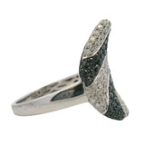 Michael Christoff 18kt Solid White Gold Pear-Shaped Cocktail Ring with 1.38ctw Alternating Black and White Diamonds Size 6.5