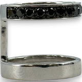 Michelle Campbell Fine Jewelry Double Stack 14k Solid White Gold and 0.9ctw Black Diamonds Luxury Band Ring Size 5.5