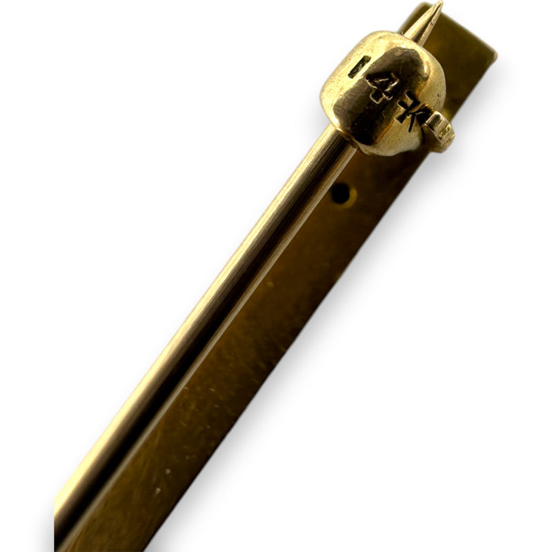 Frank Krementz Antique 1920-30s 14kt Yellow Gold and Seed Pearl 2" Bar Pin