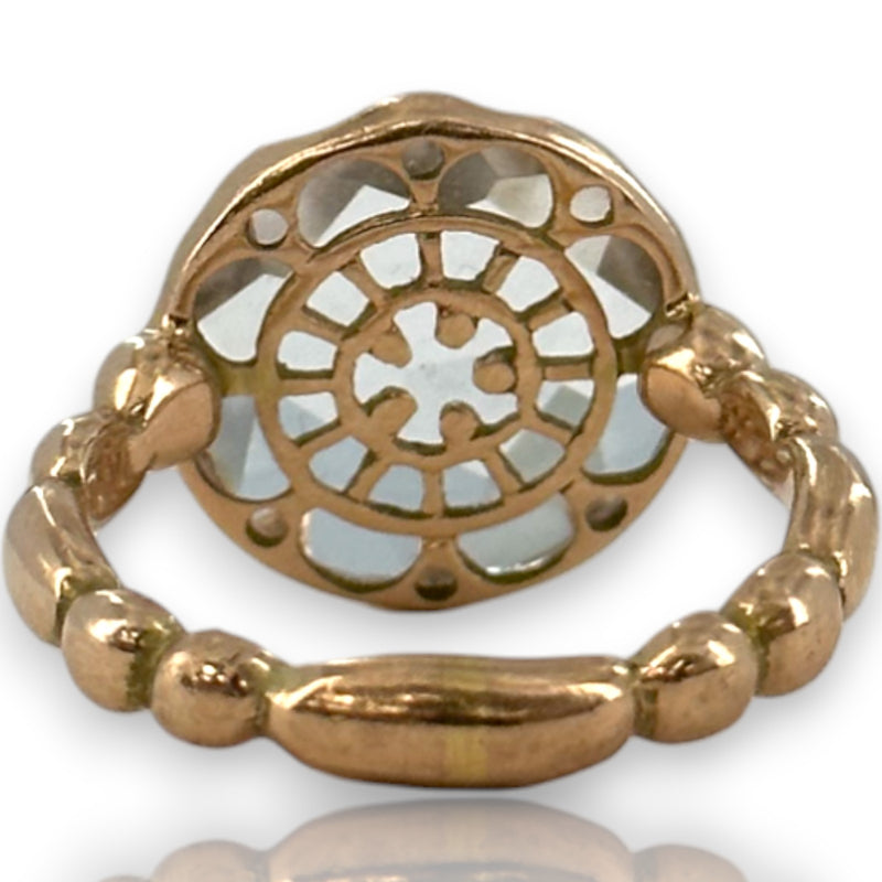 Laurent Gandini Bon Ton Collection 9kt Rose Gold Transparent Rock Crystal Ring Made in Italy