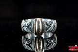 Suarti Indonesia Bali Solid 925 Sterling Silver & 18K 750 Yellow gold Accents Ring Size 7 3/4