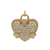 Vintage Judith Ripka Solid 14k Yellow Gold and Diamond Heart Charm Pendant